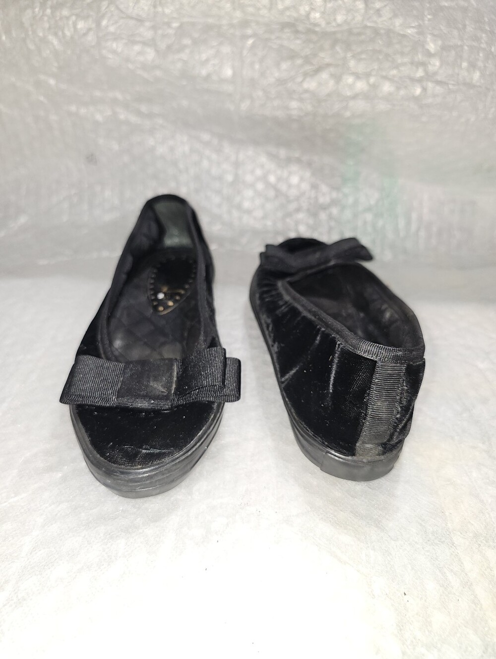 Vintage YSL black velvet slip-on ballet Bow flats rounded toe Size 38 USA 7.5 - Picture 9 of 10